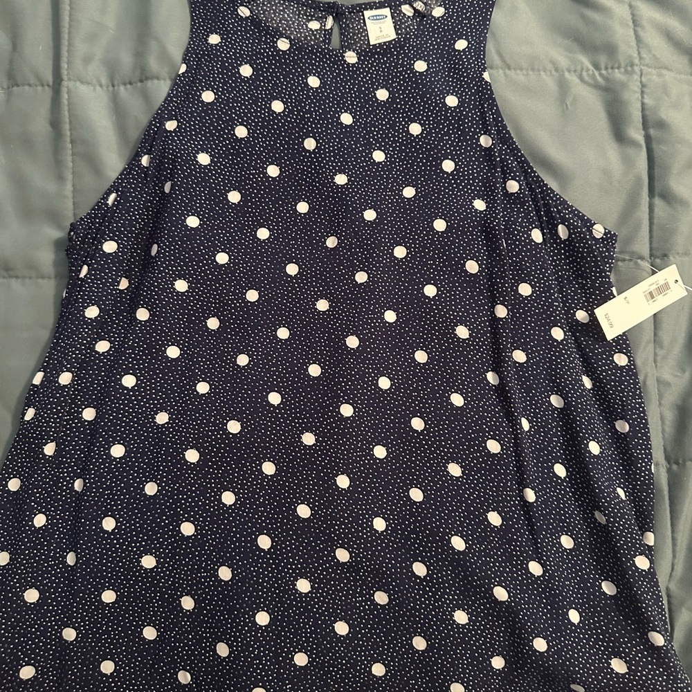 Old Navy Navy Blue Polka Dot Top